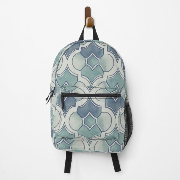 Aperçu de l'œuvre Élégant motif géométrique Art déco bleu aquarelle à quatre feuilles créée et vendue par TackyTime.