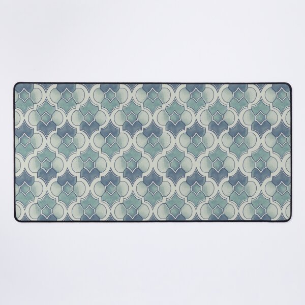Item preview, Elegant Blue Art Deco Watercolor Quatrefoil Geometric Pattern designed and sold by TackyTime.