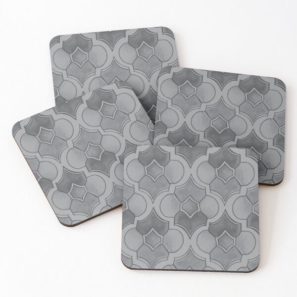 Item preview, Elegant Gray Art Deco Watercolor Quatrefoil Geometric Pattern designed and sold by TackyTime.
