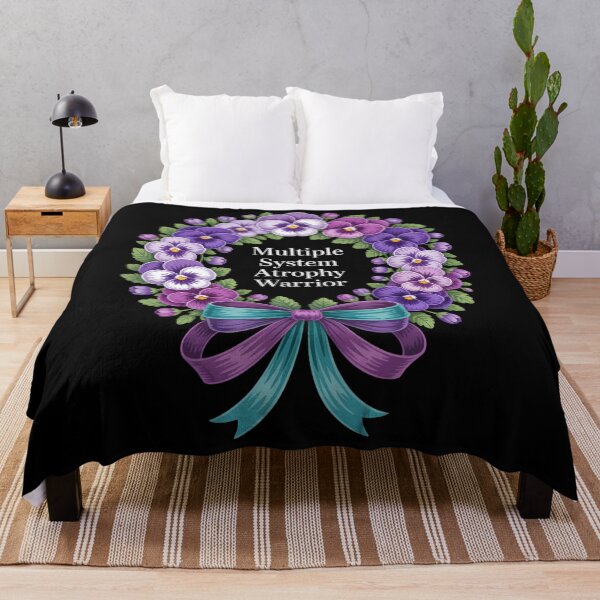 Item preview, multiple system atrophy Awareness purple floral and ribbon designed and sold by HellD3vil-Art.