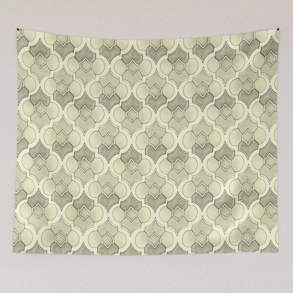 Aperçu de l'œuvre Élégant motif géométrique Art Déco pastel à quatre feuilles, aquarelle créée et vendue par TackyTime.