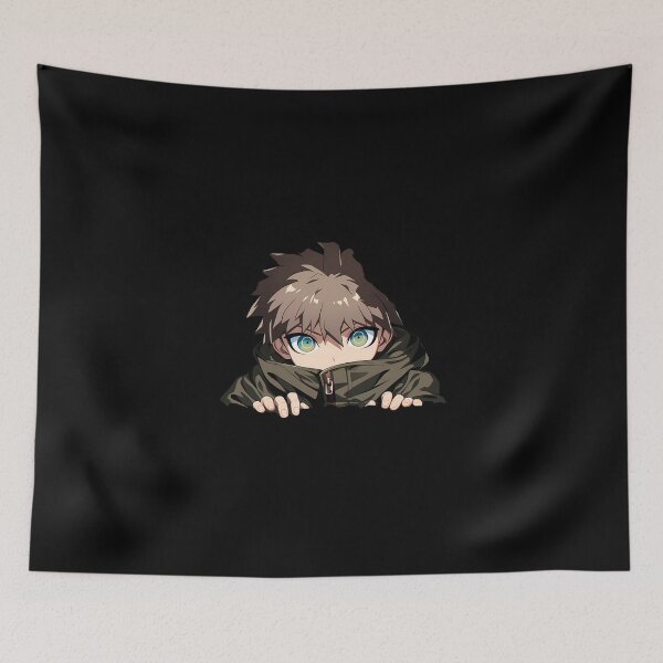 Item preview, Makoto Naegi Peeking Danganronpa Anime Boy Hopeful Green Eyed Student designed and sold by TorbenKuhano.