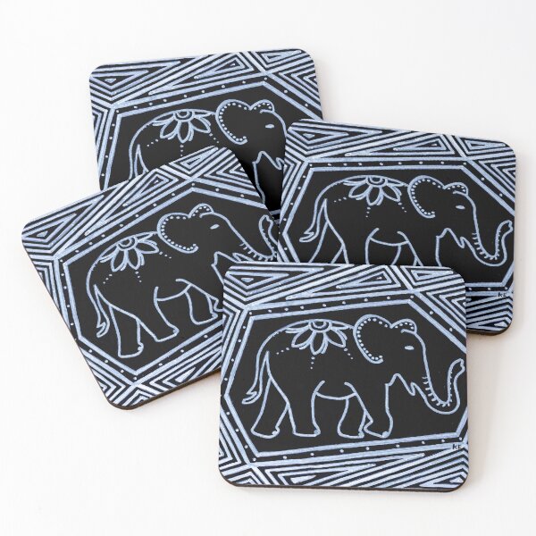 Item preview, Strength and Wisdom – Geometric Elephant Art in Gold and Gray designed and sold by kenglishart.