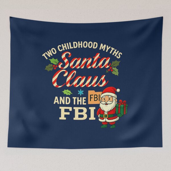 Item preview, Two Childhood Myths: Santa Claus & the FBI (Parody Holiday Tee) designed and sold by Sanctum Icons.