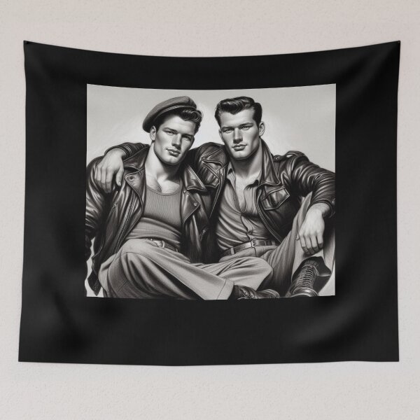 Item preview, 1940s Buddy & Me Tom of Finland Tribute Leather Bikers Pride Graphic Design designed and sold by ItsAKinkThing.