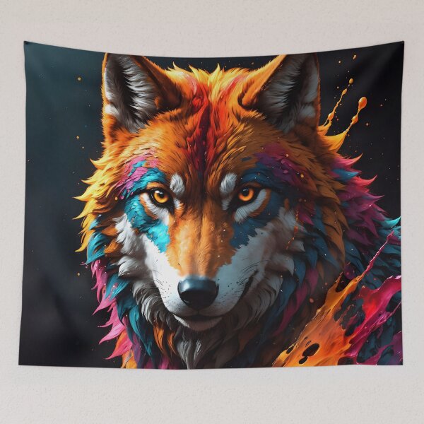 Item preview, Painted Wolf, multicolored designed and sold by EyesthatBlind.
