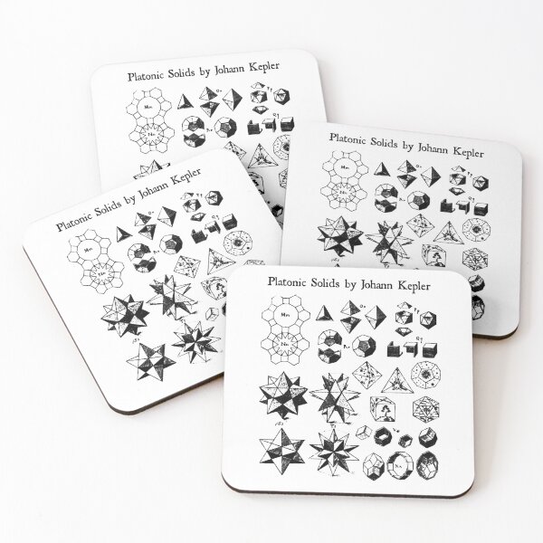 Item preview, Nerdy Vintage Platonic Solids by Johann Kepler Science Teacher Black Text designed and sold by MathWare MathClips.
