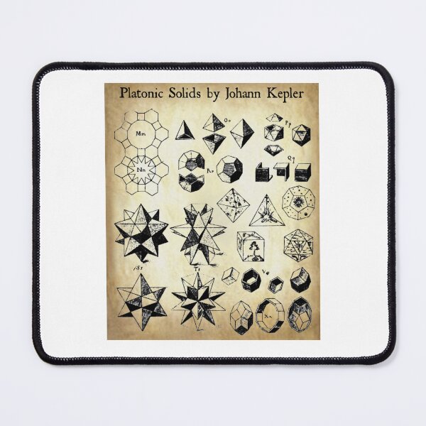 Item preview, Nerdy Vintage Platonic Solids by Johann Kepler Science Teacher Black Text Parchment designed and sold by MathWare MathClips.