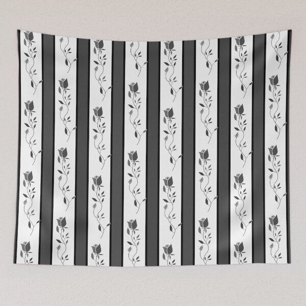 Item preview, Black and white gray vintage striped with roses  retro  designed and sold by fuzzyfox.