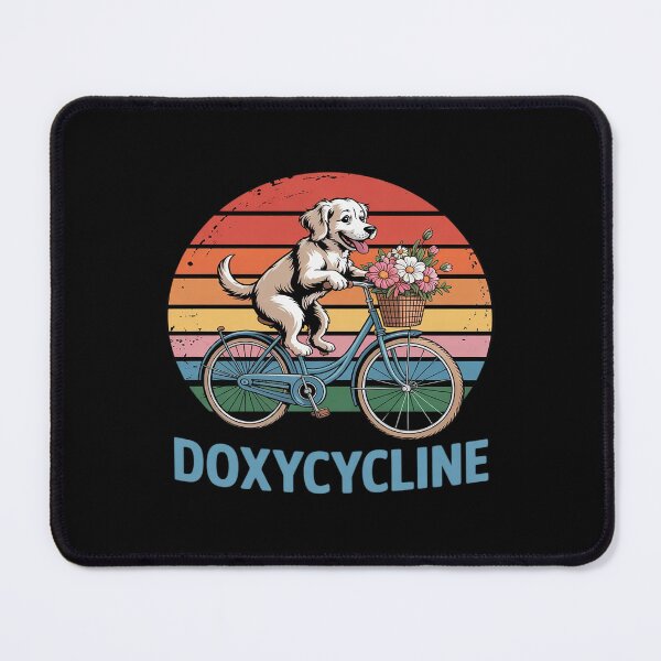 Item preview, Doxycycline Pharmacy Pun Dachshund on Bicycle Veterinary designed and sold by JulienAureo.