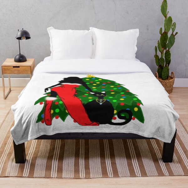 Aperçu de l'œuvre Glamour de Noël – Femme stylée et affirmée Chat près du sapin créée et vendue par BulletKitty82.