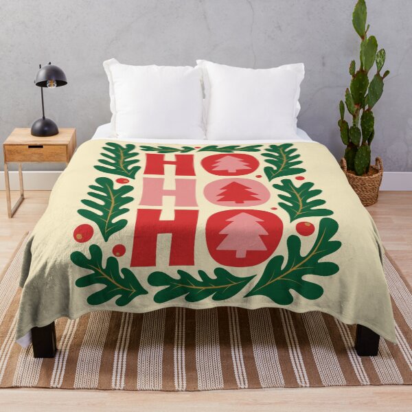 Item preview, Modern Christmas Ho Ho Ho Typography Design with Trees Pattern - Holidays designed and sold by magdalenanegra.