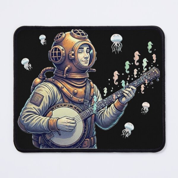 Item preview, "Banjo Beneath the Waves" -"The Diver’s Melody" designed and sold by Vibepop.store.