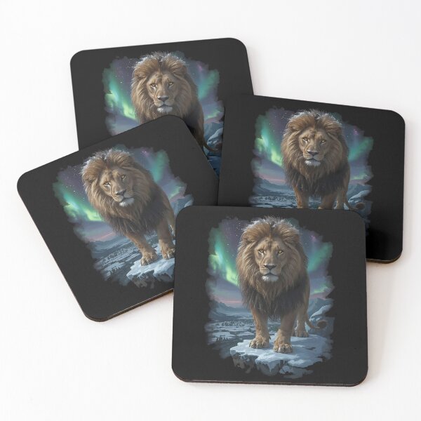 Item preview, Majestic Winter Lion Under Northern Lights designed and sold by RkskArt.