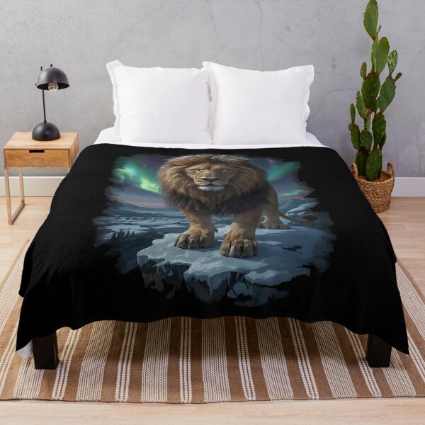 Item preview, Majestic Winter Lion Under Northern Lights designed and sold by RkskArt.