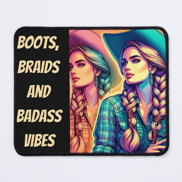 Item preview, Cowgirl with braids and cowboy boots designed and sold by Schwefli.