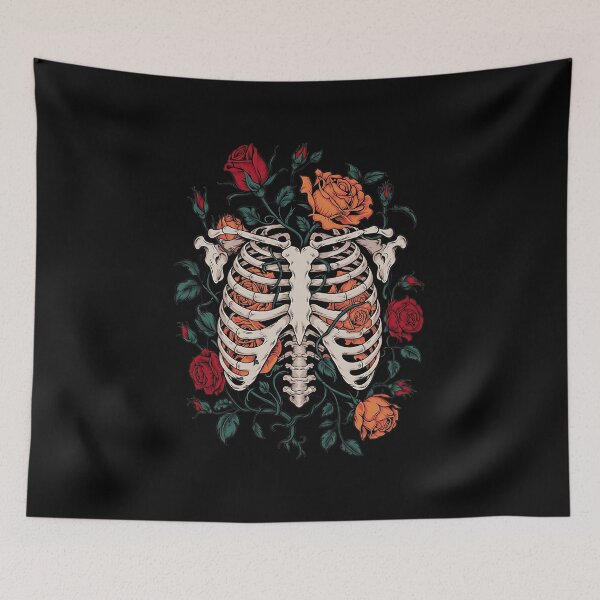 Item preview, Gothic Ribcage with Roses and Dark Foliage Art designed and sold by BirdsnStuff.