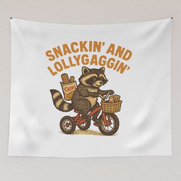 Item preview, Snackin’ and Lollygaggin’ Vintage Raccoon Trike Shirt designed and sold by Zippitydodads.