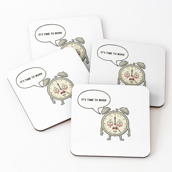Item preview, Exhausted Alarm Clock Sticker - "It's Time To Work" Funny Morning Mood Meme | Anti-Morning Person Gift designed and sold by Wat da shop?.