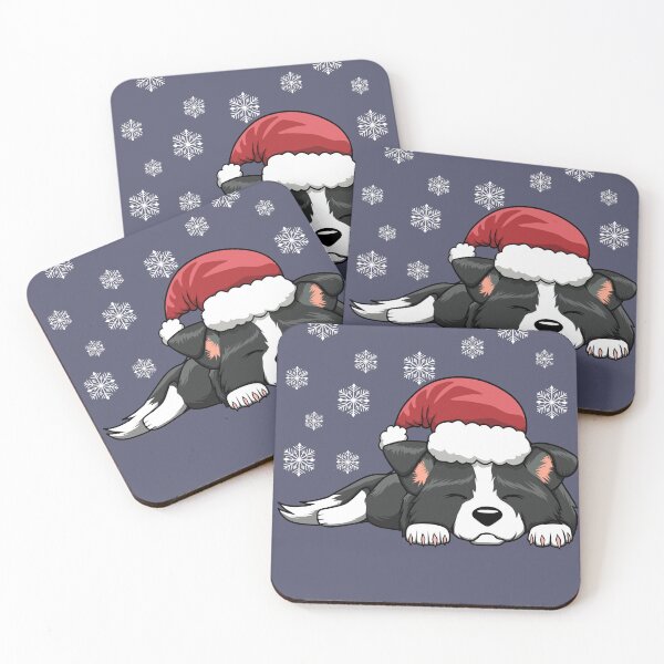 Item preview, Christmas Santa Hat Border Collie Dog Puppy  designed and sold by Jaudaux Designs.