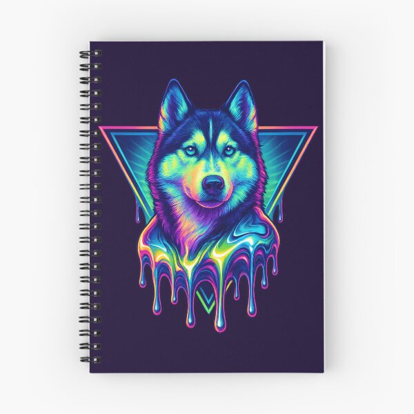 Item preview, Neon Husky Drip – Chrome Glow Dog Art | Y2K Vaporwave Series designed and sold by Savannarojas.