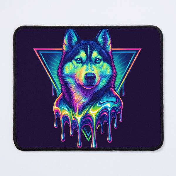 Item preview, Neon Husky Drip – Chrome Glow Dog Art | Y2K Vaporwave Series designed and sold by Savannarojas.