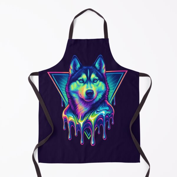 Item preview, Neon Husky Drip – Chrome Glow Dog Art | Y2K Vaporwave Series designed and sold by Savannarojas.