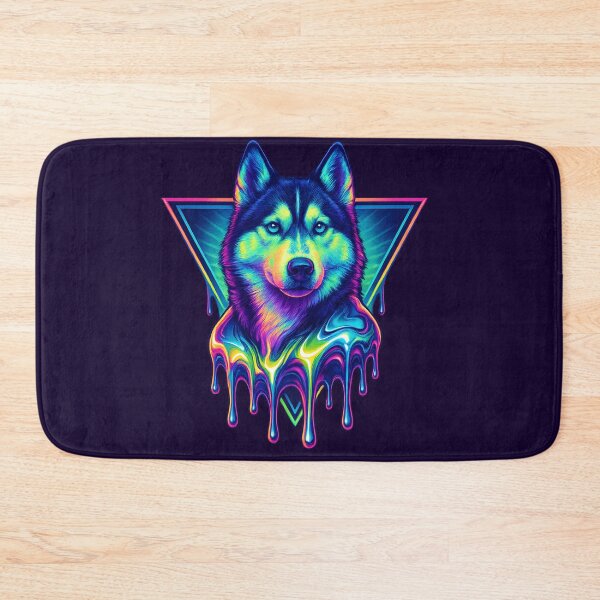 Item preview, Neon Husky Drip – Chrome Glow Dog Art | Y2K Vaporwave Series designed and sold by Savannarojas.