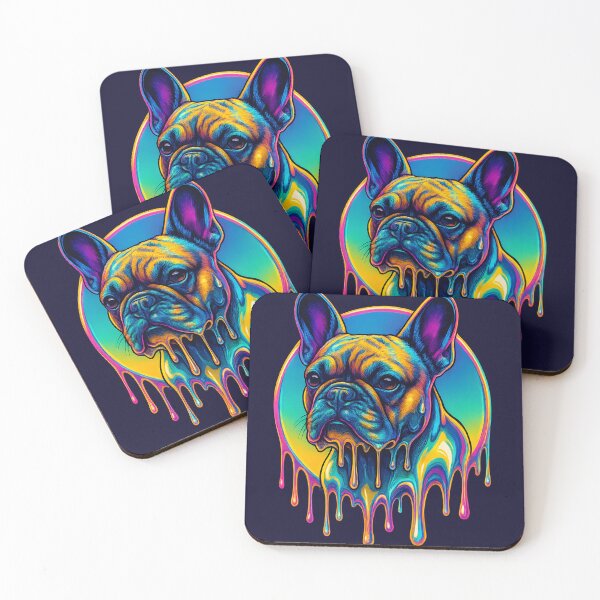 Item preview, French Bulldog Chrome Drip – Neon Luxury Dog Art | Y2K Pet Glow Series designed and sold by Savannarojas.