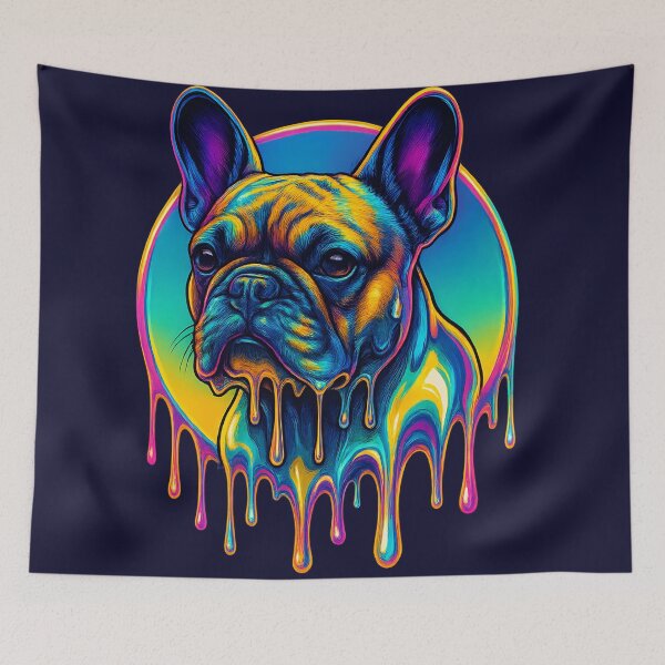Item preview, French Bulldog Chrome Drip – Neon Luxury Dog Art | Y2K Pet Glow Series designed and sold by Savannarojas.