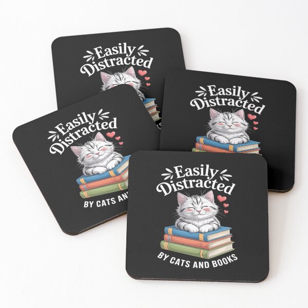 Item preview, Easily Distracted by Cats and Books - Cat & Book Lover designed and sold by August4Laughs25.