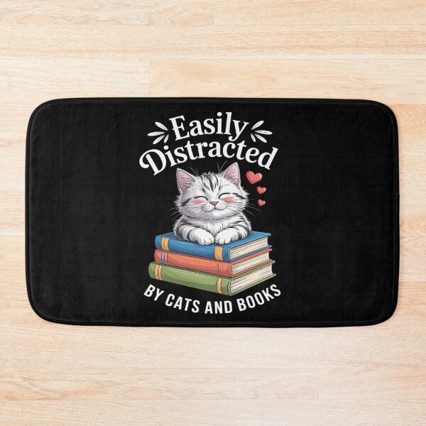 Item preview, Easily Distracted by Cats and Books - Cat & Book Lover designed and sold by August4Laughs25.