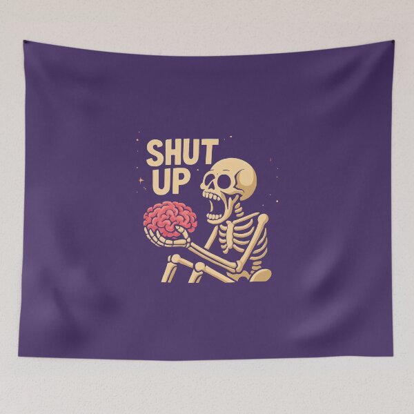 Item preview, Shut Up Skeleton – Cosmic Skeleton Yelling at Brain Art designed and sold by VelvetChaosCove.
