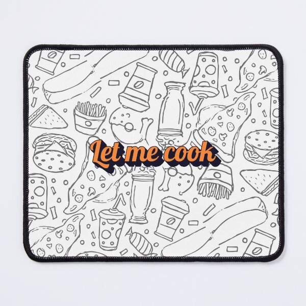 Item preview, Playful foodie pattern with pizza burgers fries candy and bold Let me cook fun vibe designed and sold by Mimoshi ⭐⭐⭐⭐⭐.