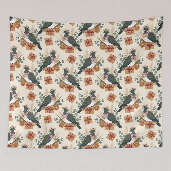 Item preview, Kererū Holiday Gifts Pattern (NZ Pigeon in Summer Hat) designed and sold by MvuuStudio.