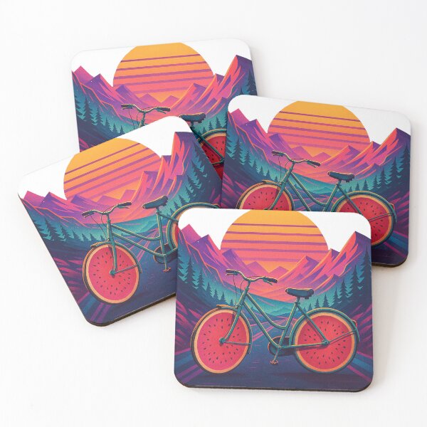 Item preview, "Wheels of Nostalgia: The Watermelon Bike on a Retro Mountain Road" designed and sold by Picturee.