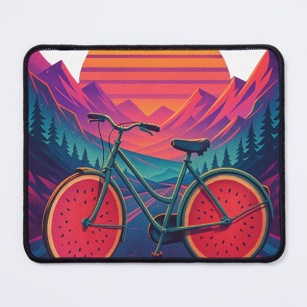 Item preview, "Wheels of Nostalgia: The Watermelon Bike on a Retro Mountain Road" designed and sold by Picturee.