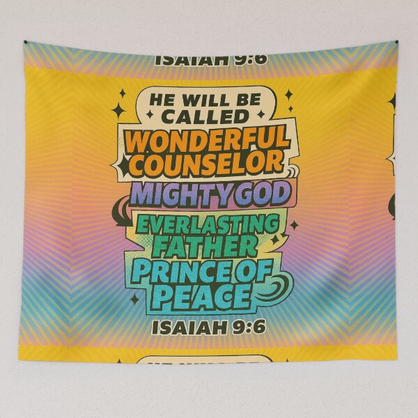 Item preview, Isaiah 9:6 - Wonderful Counselor Mighty God  Everlasting Father  Prince of Peace  Vibrant Christian Scripture Art designed and sold by AnTartstudios.