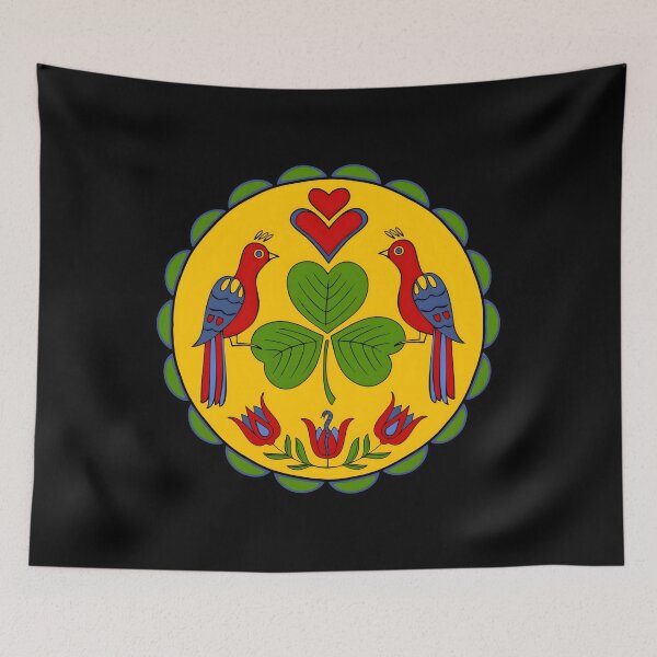 Item preview, Amish Hex Sign — Garden Distelfinks & Clover Hearts designed and sold by RobertSlaught.