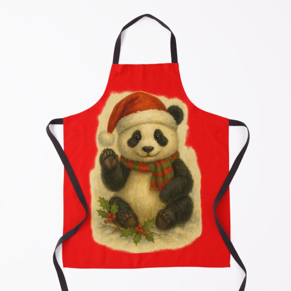 Item preview, Christmas Panda – Cute Waving Panda in Santa Hat and Festive Scarf designed and sold by TheJoyfulPen.