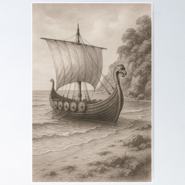 Item preview, Barco vikingo en la costa designed and sold by Futured1.