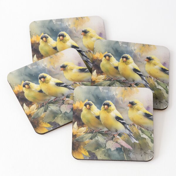 Item preview, Three Goldfinches with Sunflowers designed and sold by laurashawart.