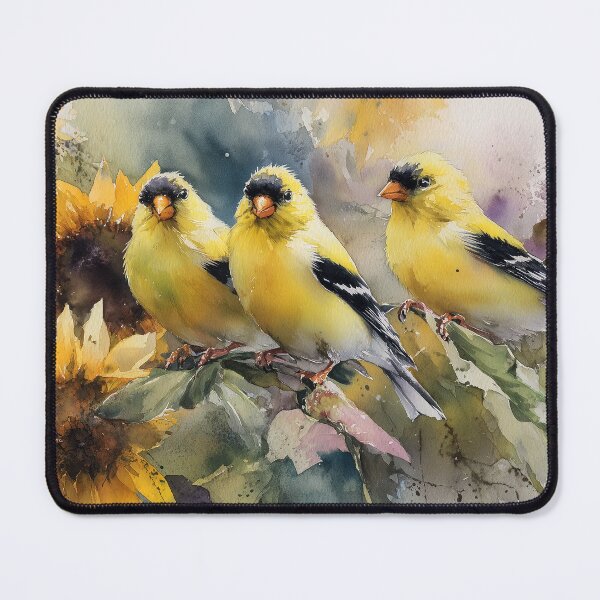 Item preview, Three Goldfinches with Sunflowers designed and sold by laurashawart.