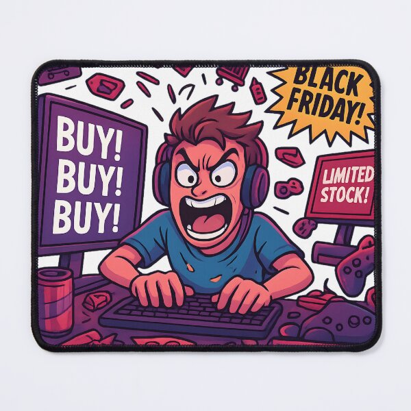 Item preview, Black Friday Gamer Rage – Funny Add to Cart Chaos designed and sold by ShirtHatch.
