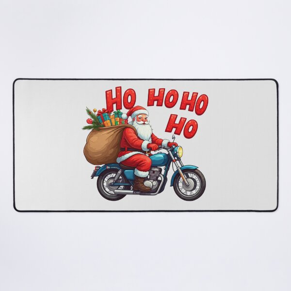 Item preview, Santa on Motorcycle – Fun Christmas Illustration with Gifts and “Ho Ho Ho” Text designed and sold by PixelVibe782.