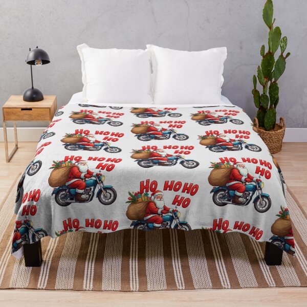 Item preview, Santa on Motorcycle – Fun Christmas Illustration with Gifts and “Ho Ho Ho” Text designed and sold by PixelVibe782.