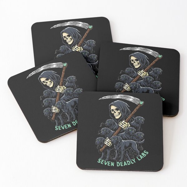 Item preview, Seven Deadly Labs – Grim Reaper and Black Labradors designed and sold by SidTastic .