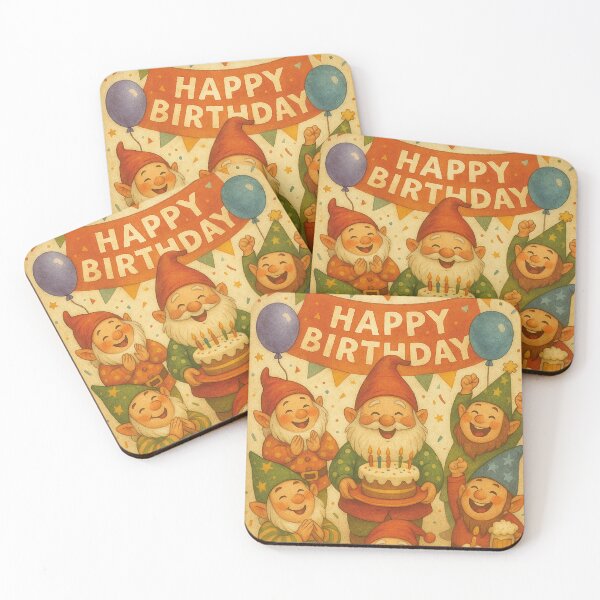 Item preview, Funny dwarves celebrate a birthday party designed and sold by Mauswohn.
