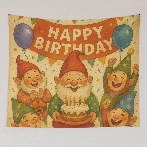 Item preview, Funny dwarves celebrate a birthday party designed and sold by Mauswohn.