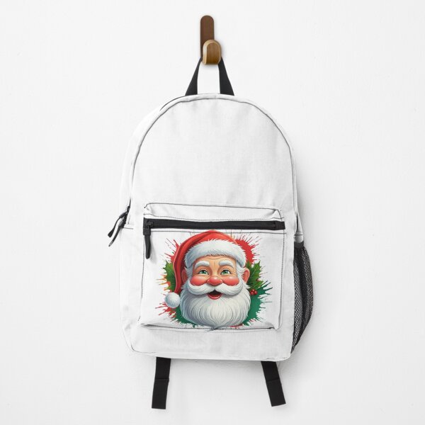 Item preview, Cheerful Santa Claus Face – Vibrant Christmas Illustration with Holly and Festive Colors designed and sold by PixelVibe782.